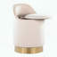 Tabouret de coiffeuse avec pivot - velours crème - base en métal doré - couvercle de rangement amovible-783249859