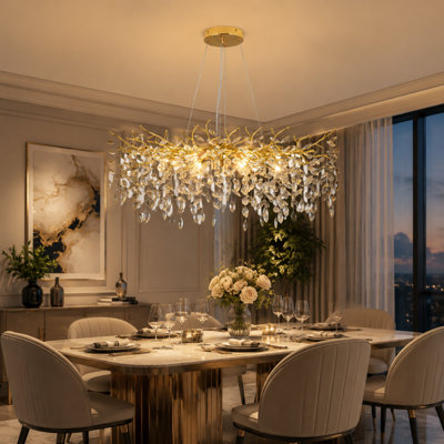 Modern 34" Chandeliers Gold K9 Crystal ,9-Light Tree Branches Crystal Chandelier For Living Room Entryway, Foyer, Bedrooms