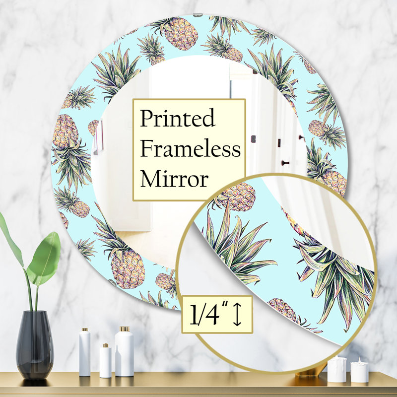 Miroir d'appoint tropical bohème et éclectique, H 31,5 po x l 31,5 po