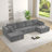 U-shaped modular sectional sofa, corduroy sleeper couch, space-saving minimalist design for living room, grey-1109191968