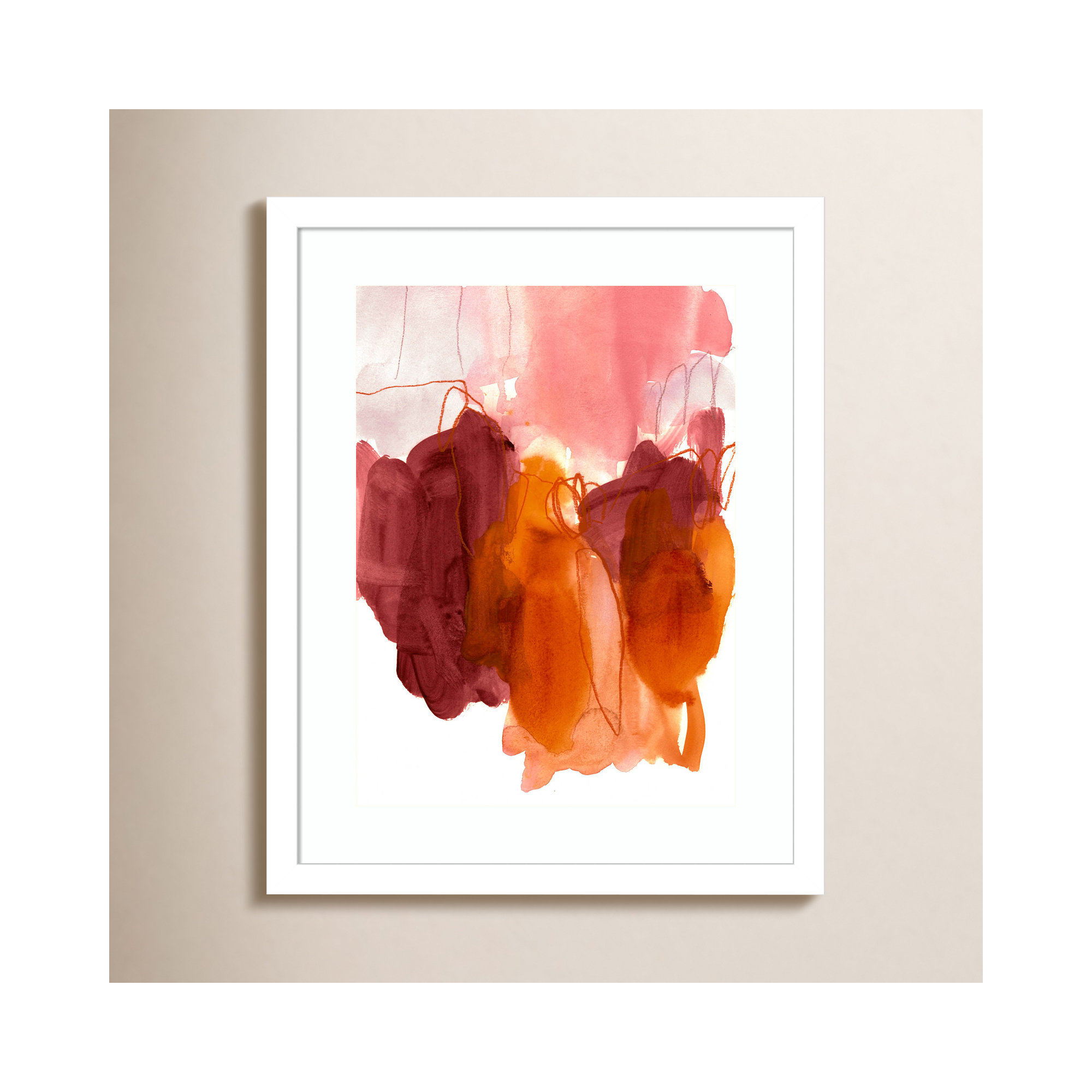 Abstract Painting X by Iris Lehnhardt Wood Framed Wall Art Print, White, 17" H x 14" W