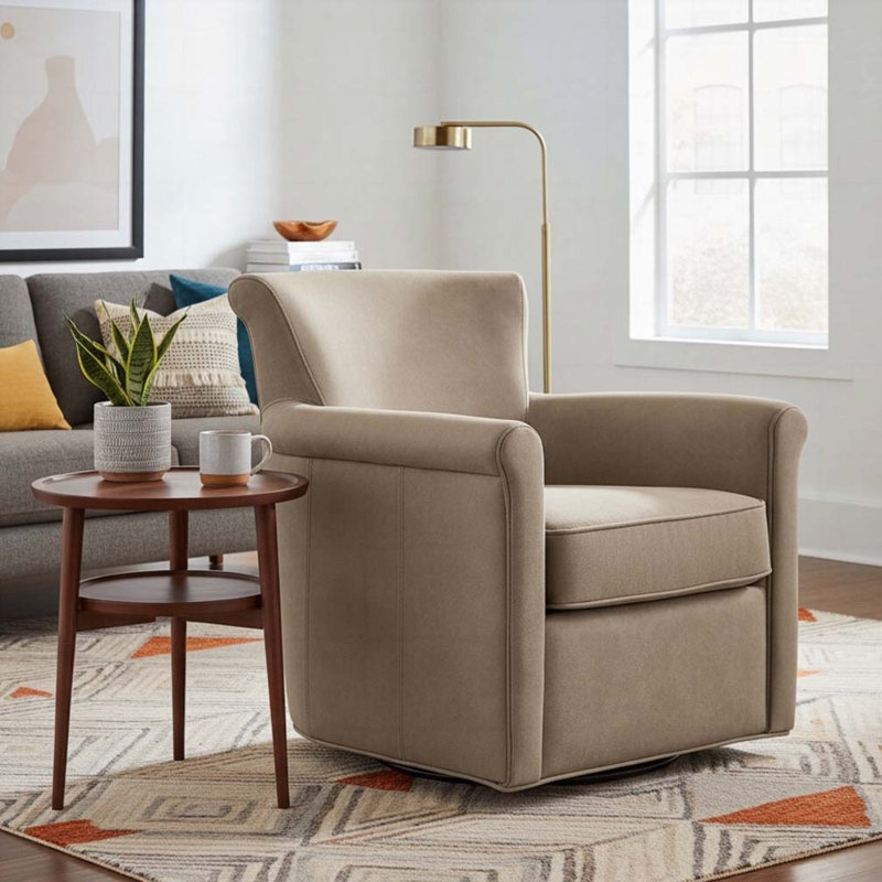 Fauteuil d'appoint pivotant en similicuir, Taupe