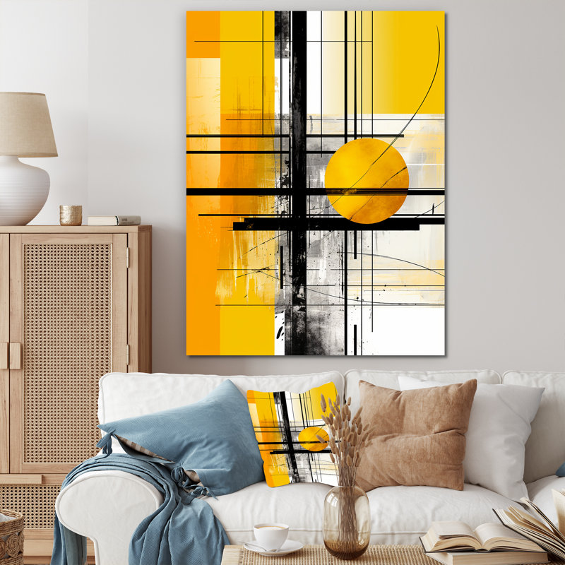 Yellow Brilliant Echoes Abstract Collages II - Abstract Collages, art mural encadré, Toile tendue