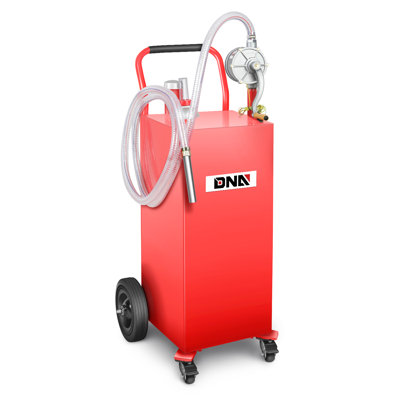 35 Gallon Gas Caddy Fuel Tank Container, Large Gasoline Diesel Can with Wheels, Rotary Hand Pump
