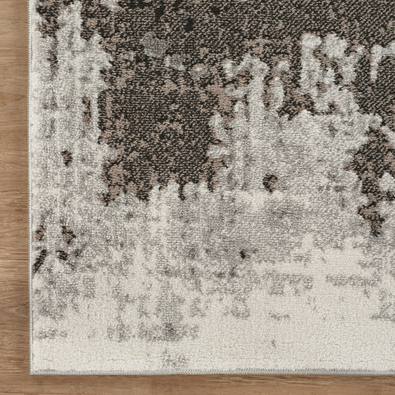 Blair Gray & Beige Abstract High-Low Modern Rug, Gray/Beige, 2'0" x 6'0"