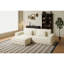 Canapé large en mousse de style moderne beige, parfait pour les salons et les chambres