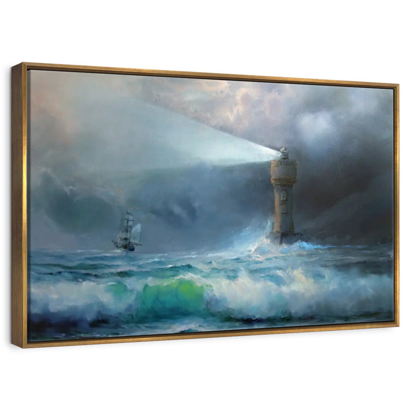 Ciel orageux, 46 po x 31 po, Cadre flottant doré
