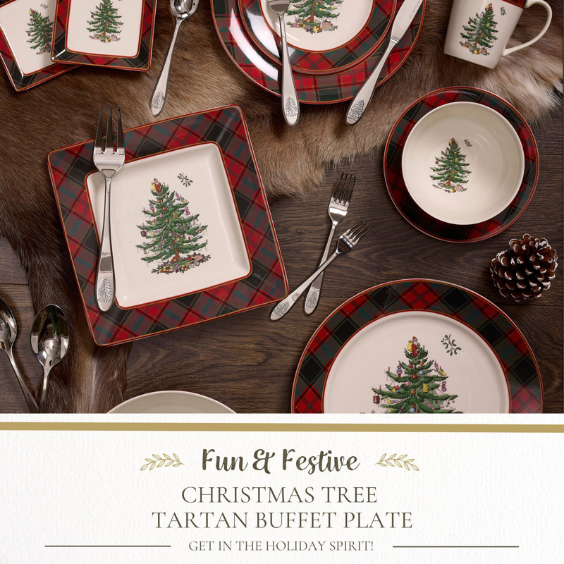 Spode Christmas Tree Tartan 11" Dinner Plate