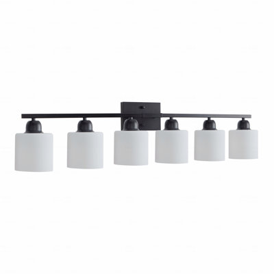 6-Light Configuration Vanity Light Fixtures, 38'' Modern Style For Bathroom Use Vanity Light Fixture Fixtureing Fixtures For Mirror, Matte For Bathroom Use Lighting Fixtures, In Black Finish Metal Material With Wall Sconce Installation
