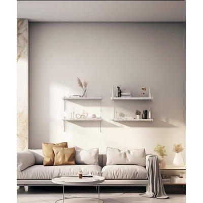 Set of 2 Rustic Wood Wall-Mounted Floating Shelves