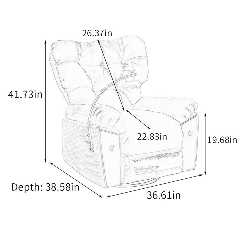 Fauteuil inclinable pivotant à 360 ° avec support de téléphone réglable, Tissu en suède vert