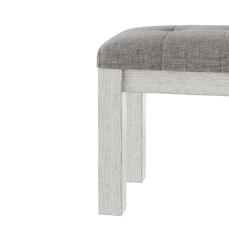 Upholstered Solid Wood Bench For Bedroom End Of Bed, 48-Inch Entryway Tufted Ottoman Bench, Kitchen Table Bench With Solid Wood Legs For Living Room, Dining Room