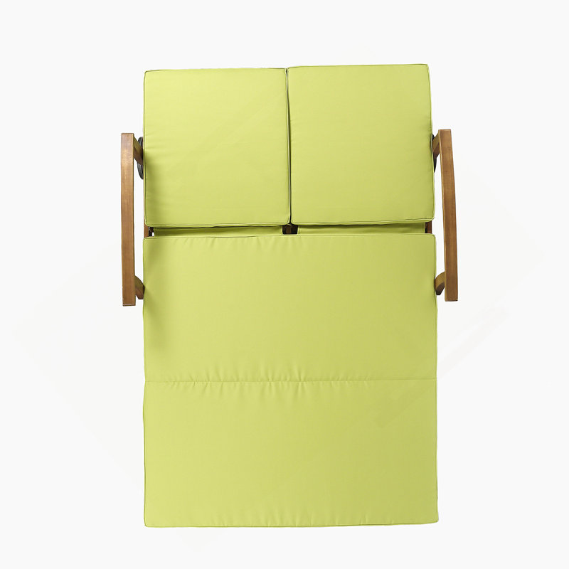 Patio Double Chaise Lounge With Cushion, Green
