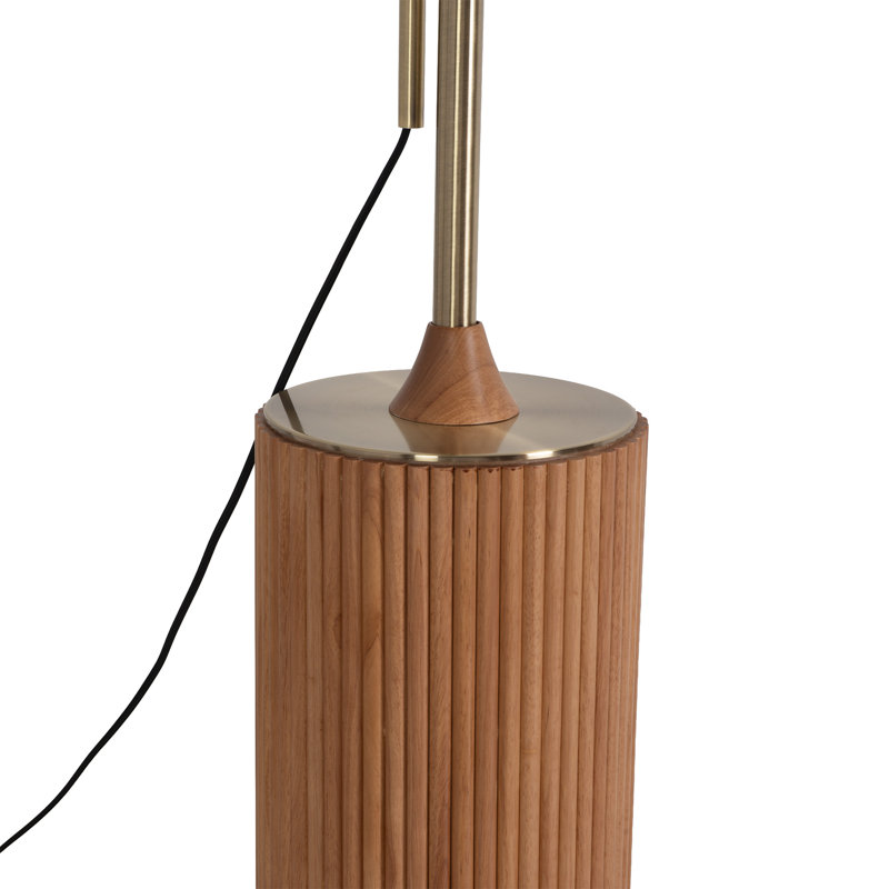 92 " Arched Floor Lamp, Natural Ash, Weathered Brass