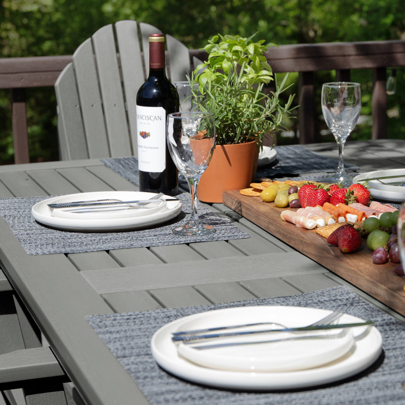 Macias 6 - Person Patio Dining Set with Rectangular Table, Coastal Teak, 36" H x 42" W x 84" L 