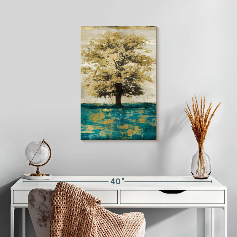 Harnek Stately - Aqua With Gold, 24" H x 16" W