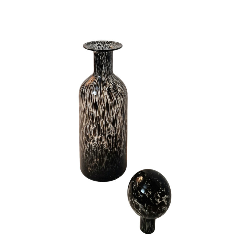 Handmade Glass Decorative Urns & Jars, 52cm H  x 15.8cm W  x 15.8cm D, Black/White