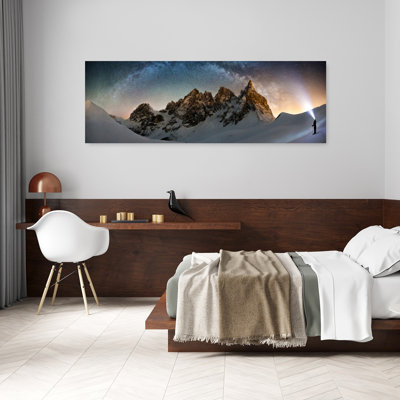 Milky Way Mountain Trek Serene Abstract Contemporary Landscape Mountain Wall Art