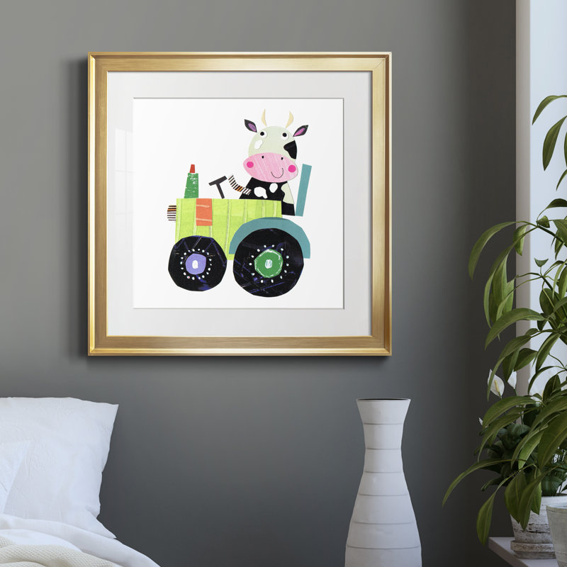 «Cute Farm Cow», reproduction d'art sur papier encadré, H 30,5 po x l 30,5 po x P 1,5 po, Papier encadré doré