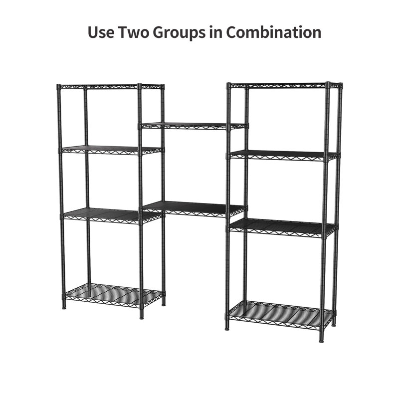 Tablettes de rangement réglables, H 59,1 po x l 23,2 po x P 13,4 po, Noir mat