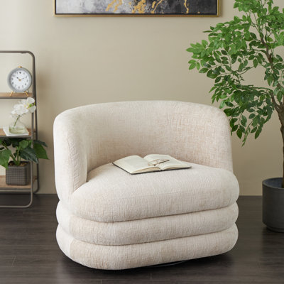 Fauteuil d'appoint pivotant arqué en polyester beige