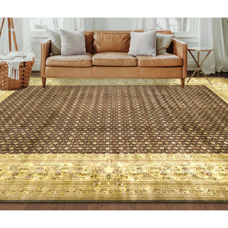 High-Quality Hand-Knotted Plum And Gold Area Rug