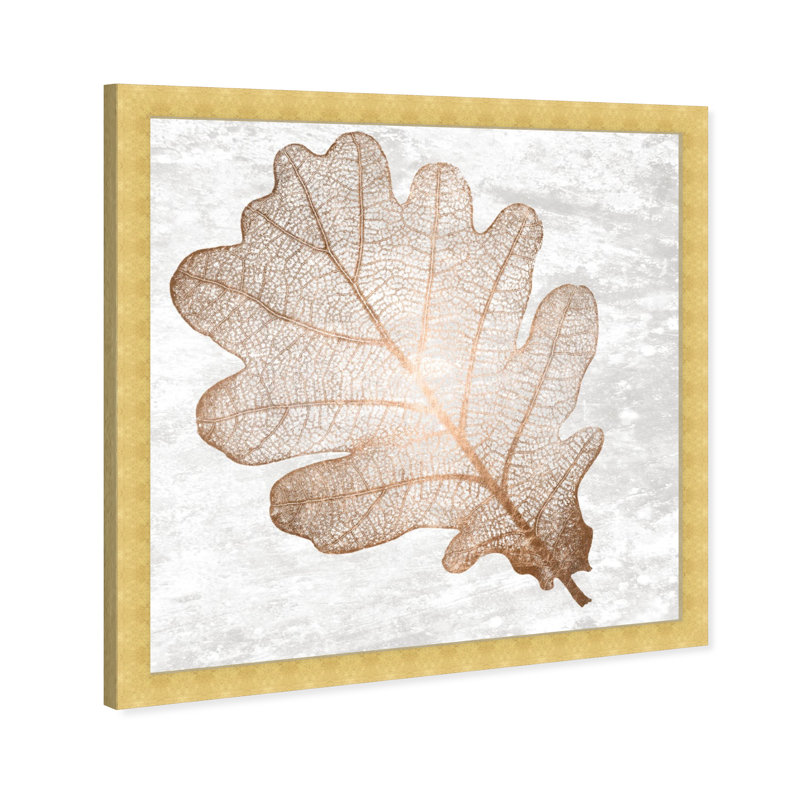 Chêne feuille de cuivre, chêne rétro encadré de bronze moderne - impression sur toile, H 20 po x l 20 po x P 1,75 po