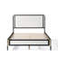 Base de lit plateforme grand en métal avec tête de lit Boucle blanche et lattes de bois, blanc et noir-1458958994
