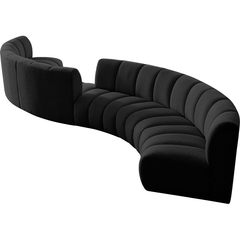 Izen 217" Wide Symmetrical Modular Corner Sectional, Black Boucle Fabric