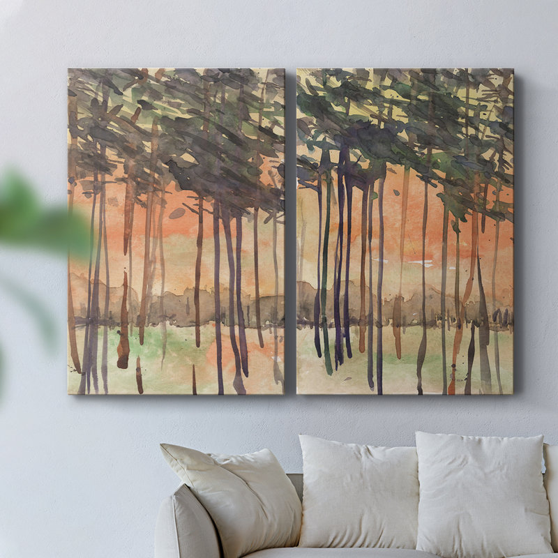 Entre les arbres I - Toile tendue avec châssis de qualité supérieure - Prêt à être accroché, H 12 po x l 16 po