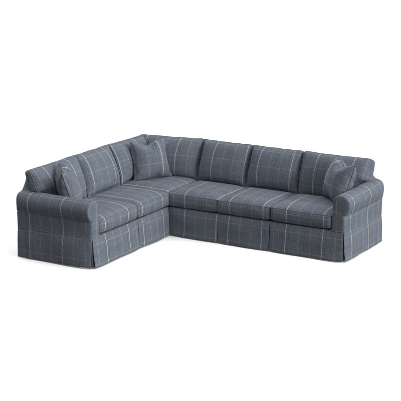 Bedford Upholstered Sectional, Lapis Plaid; 0126-63, Left Hand Facing