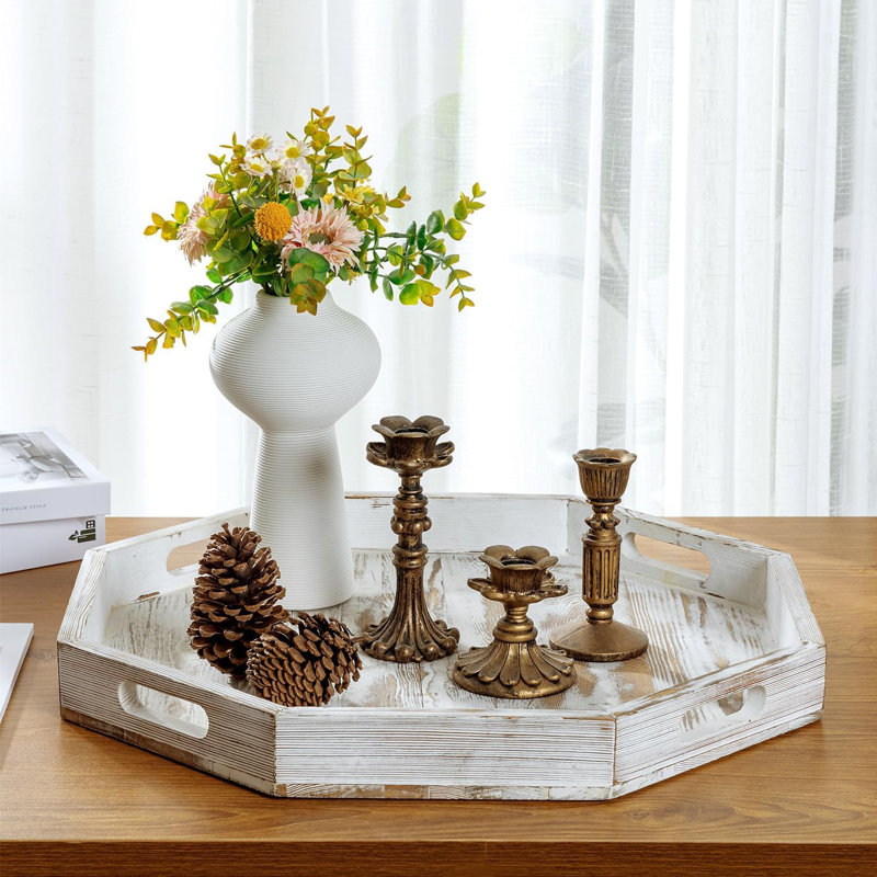 Octagonal Wood Ottoman/Coffee Table Tray