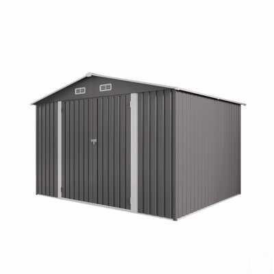 10 X 8 FT Outdoor Storage Shed, Large Metal Storage Shed, Lockable Door And Air Vent, Clear Window Garden Tool Shed