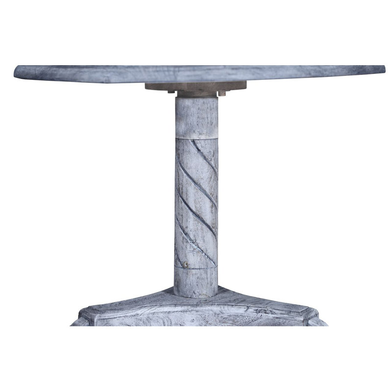 Solid Wood Pedestal End Table, Grey