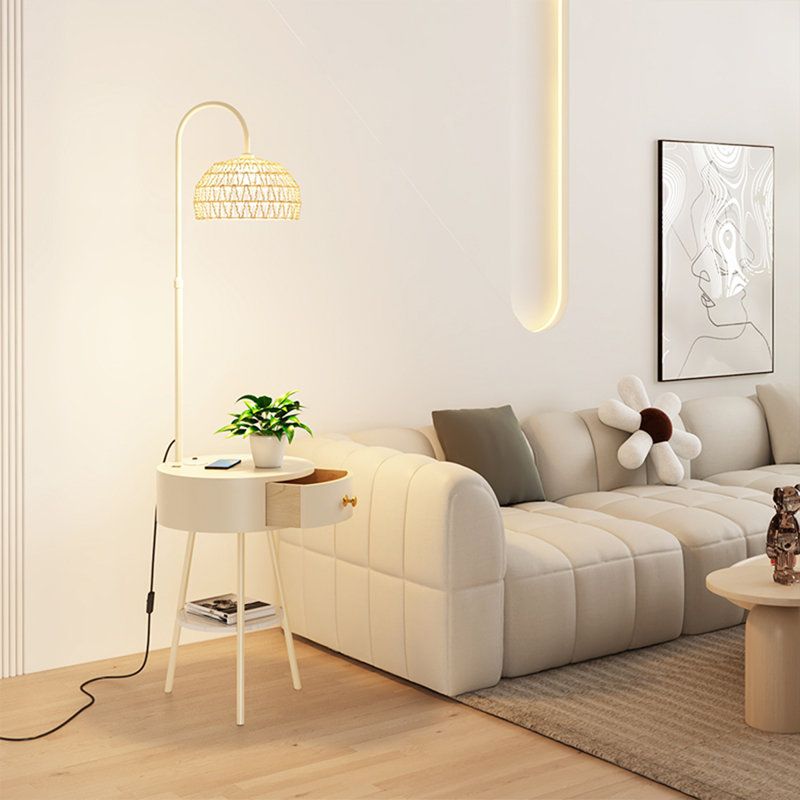White Solid Wood + Iron Free form Floor Lamps