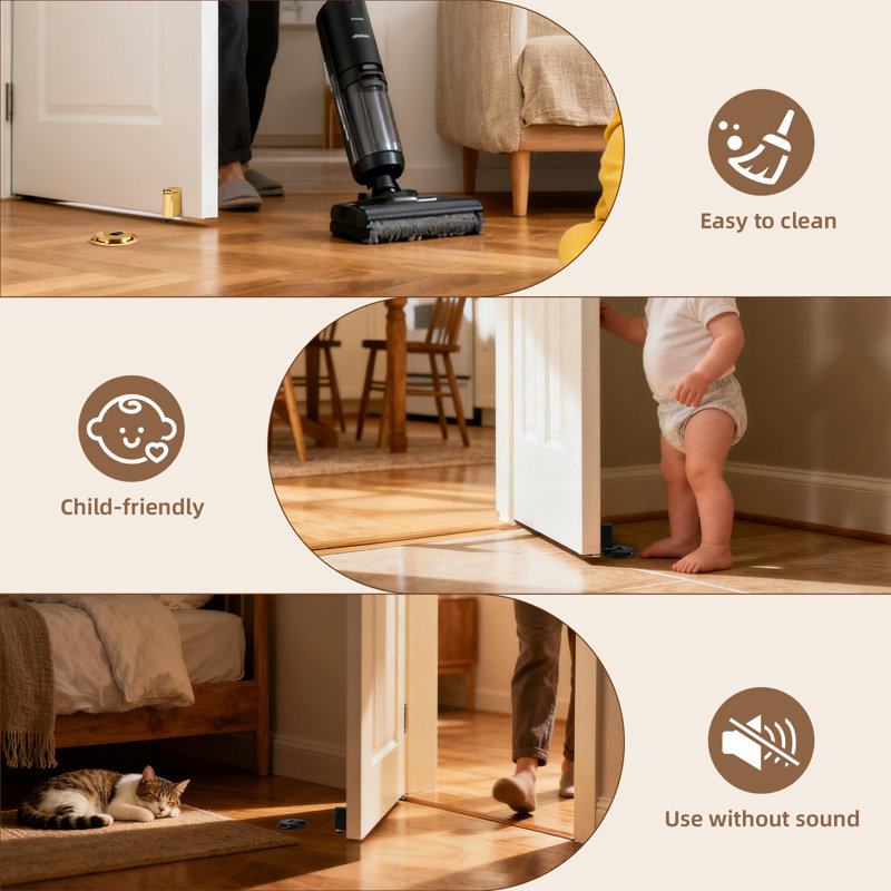 Windproof Invisible Mute Doorstop, Matte Black, 4