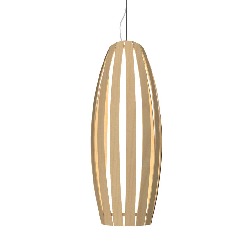 1 - Light Pendant, Maple, 27.69" H x 9.56" W x 9.56" D