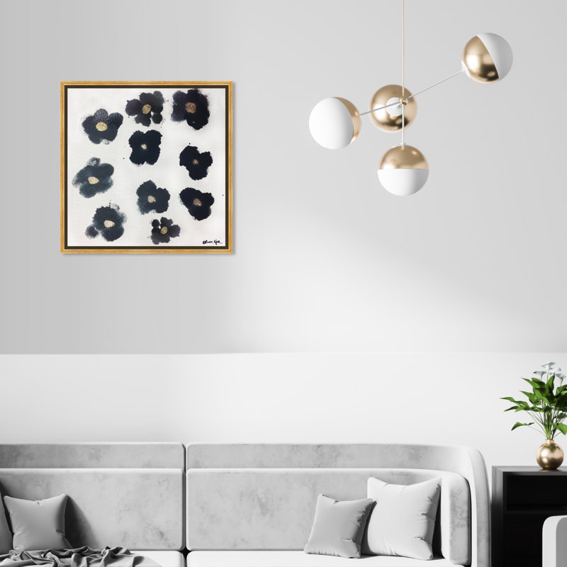 Coco's Gold Camellias - Graphic Art, Gold Framed, 20" H x 20" W, No Mat