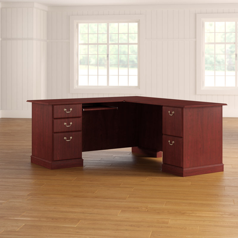 Modular L-Shaped Computer Desk, Harvest Cherry