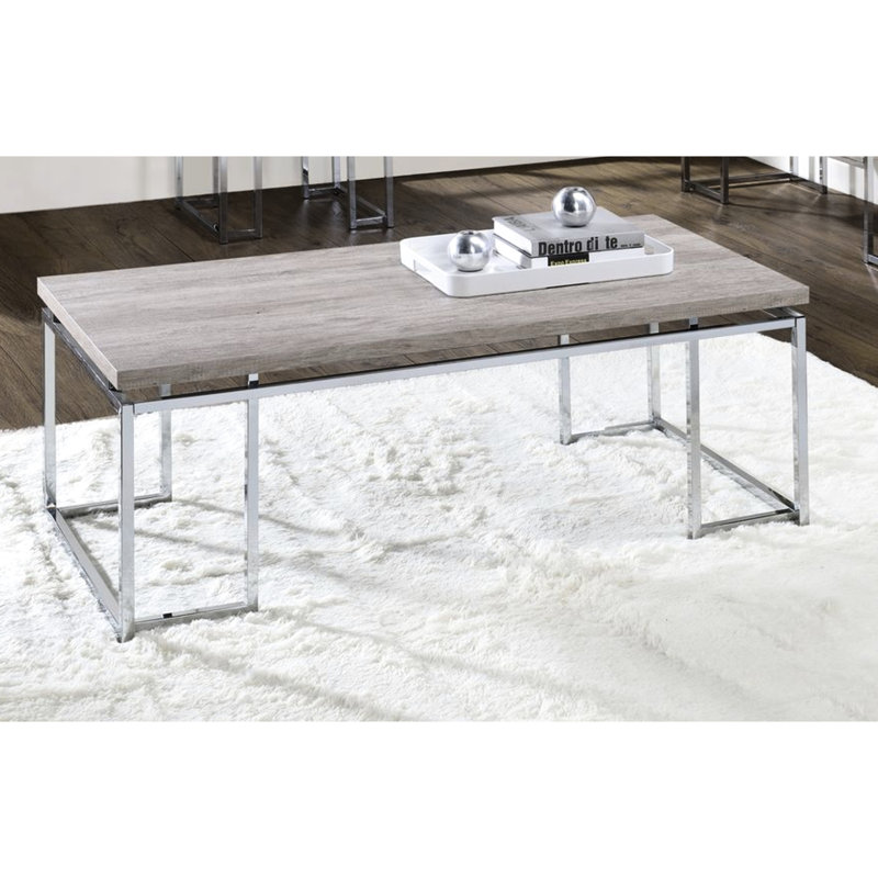 Table basse en chêne naturel avec base en métal et garniture élégante et élégante