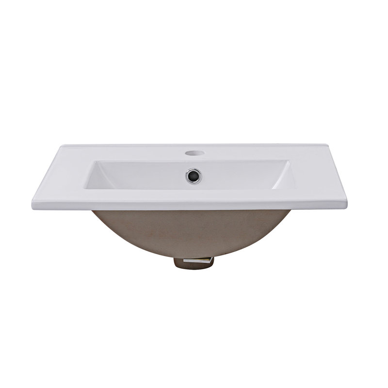 Petit meuble-lavabo avec lavabo en céramique Reylin, Blanc