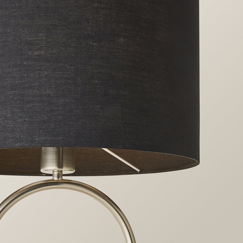 Suejin Metal Table Lamp, Silver, Cotton / Cotton Blend, Beige