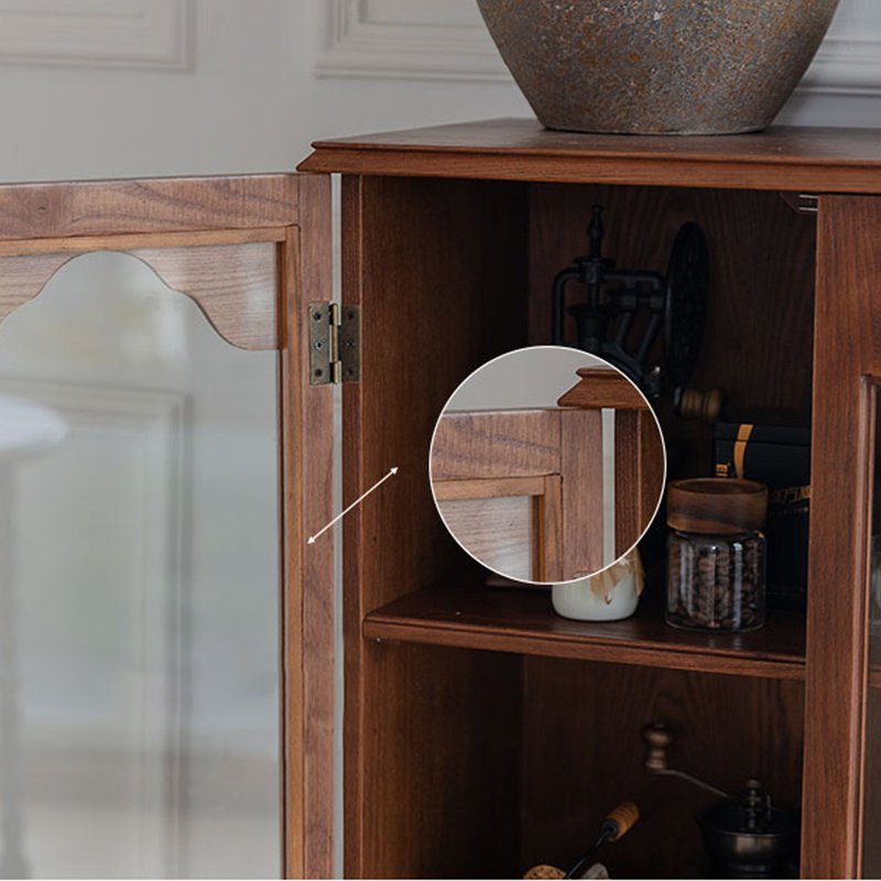 Tan Solid + Manufactured Wood+Glass Display Cases