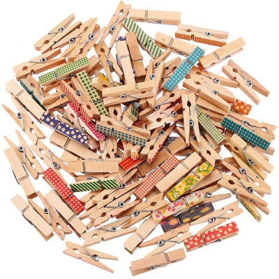 3.5cm Colorful Painted Wooden Clothespins, 100-Piece Set for Photo Displays, Scrapbooking, Crafts & Gift Wrapping