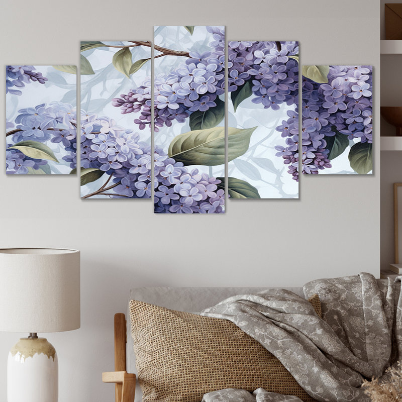 Mauve et gris, lilas, fleurs parfumées IV - ensemble de reproduction d'art floral en métal