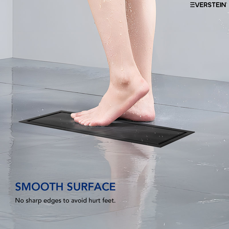 12" W Linear Grid Shower Drain, Matte Black