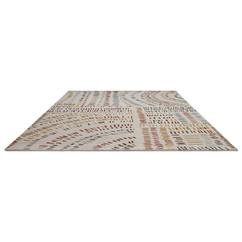 Frescoes Handmade Wool Abstract Area Rug, Rectangle 6'7 x 9'2