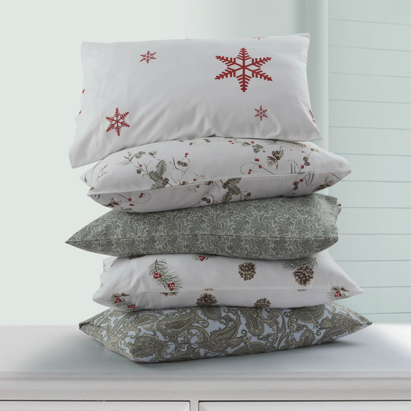 Queen Brown Paisley Cotton Flannel Deep Pocket Sheet Set