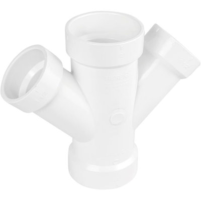 3" x 3" x 2" x 2" PVC DWV Double Wye Reducing Hub, White PVC Drain, Waste & Vent Fitting, (10 Pack)
