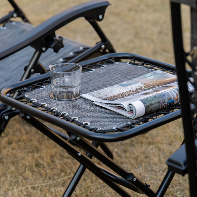 Outsunny Gray Steel Zero Gravity Reclining Chair Set with Table